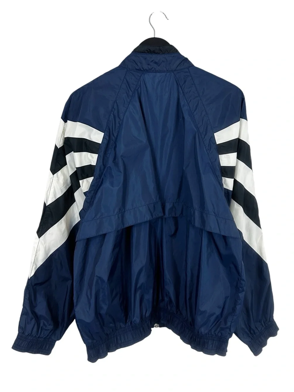 adidas 90's VTG Navy Blue Windbreaker with White Chevron Stripes Size Medium